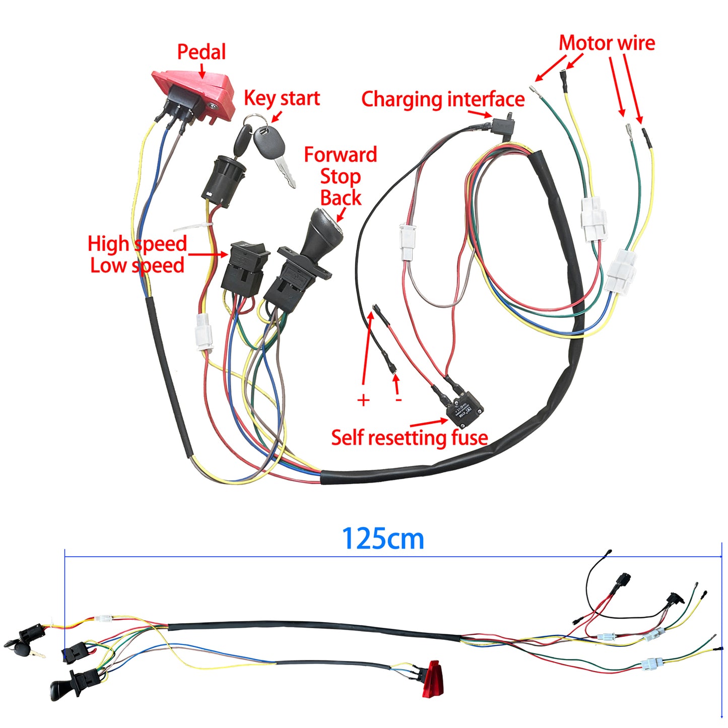 24V DIY Wires Harness Conversion Kit for Kid's Ride On Toys Electric Car