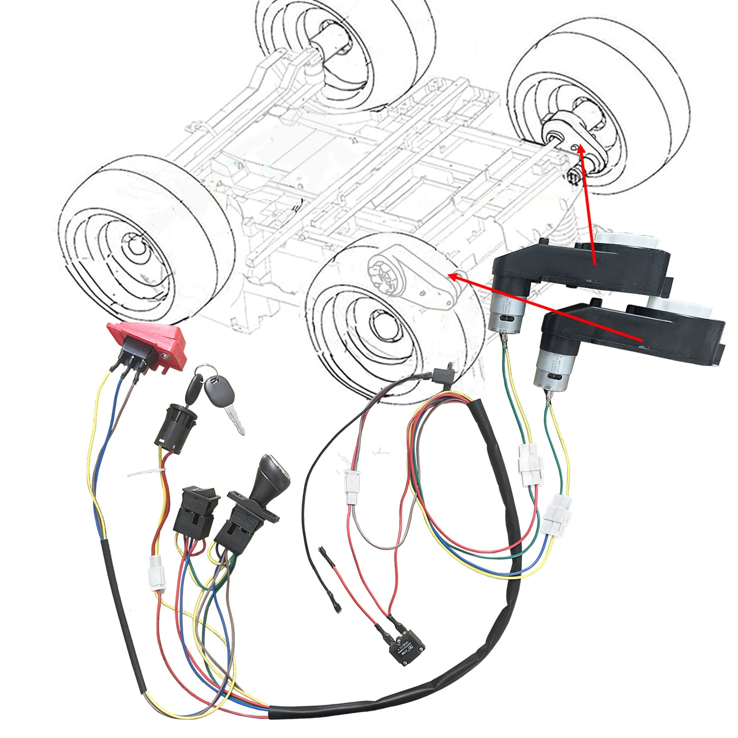 24V DIY Wires Harness Conversion Kit for Kid's Ride On Toys Electric Car