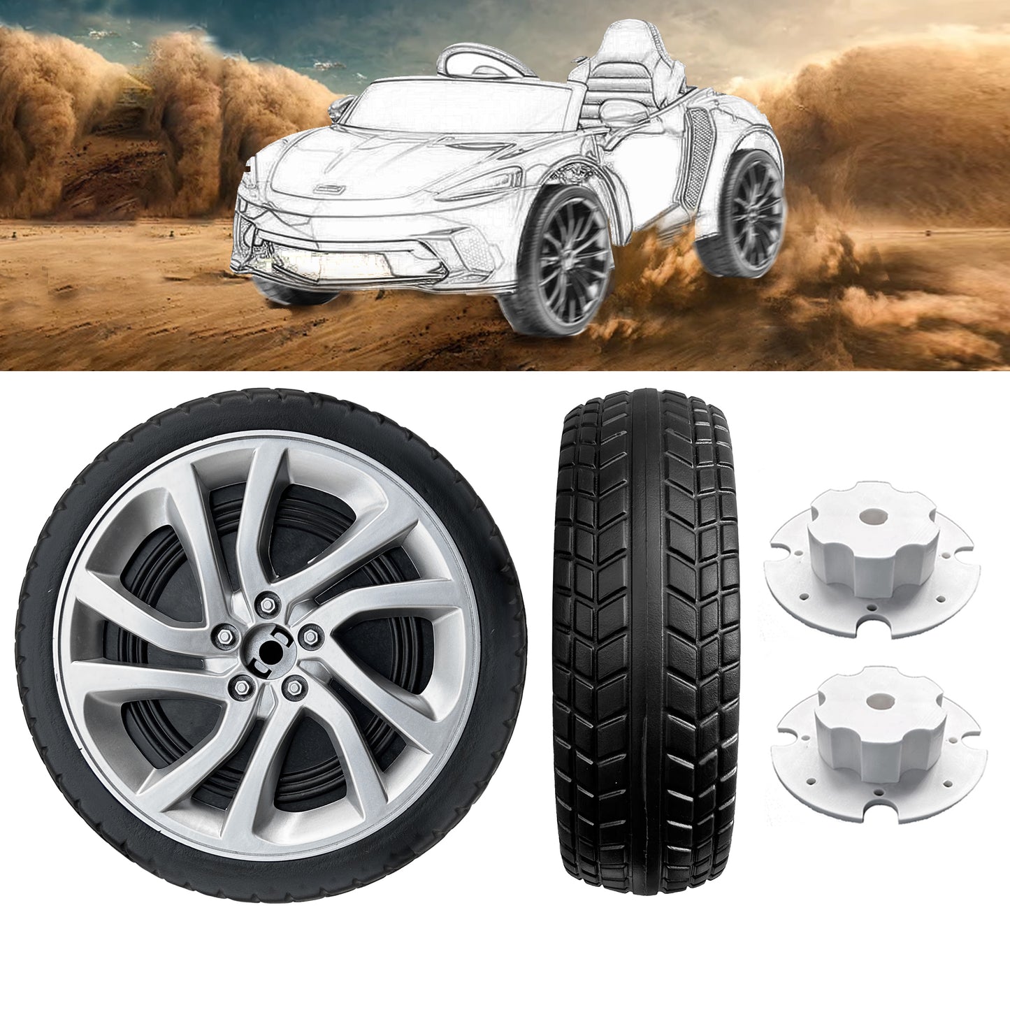 2Pack 26CM/10'' PU Solid Rubber Tire for Power Wheels