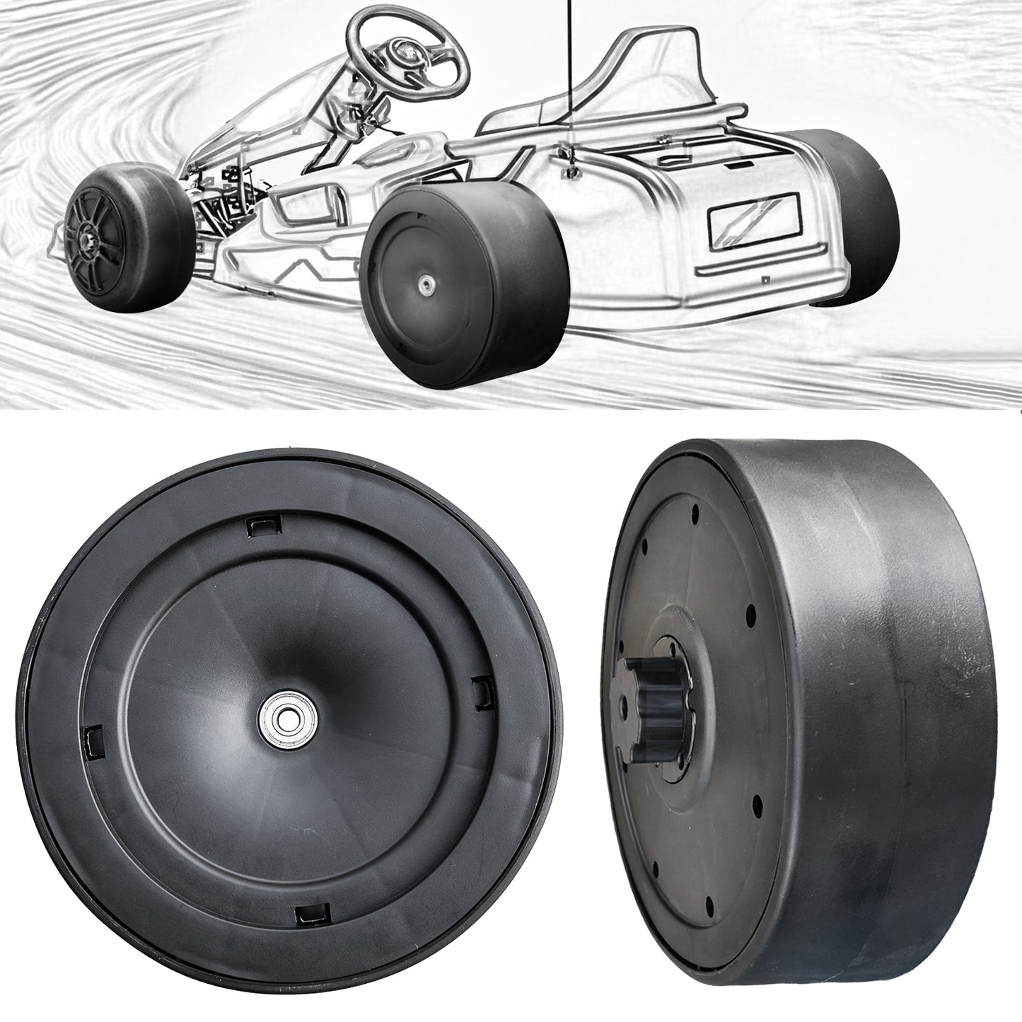 2Pack 11''/28CM Nylon Larger Rear Tires for Power Wheels