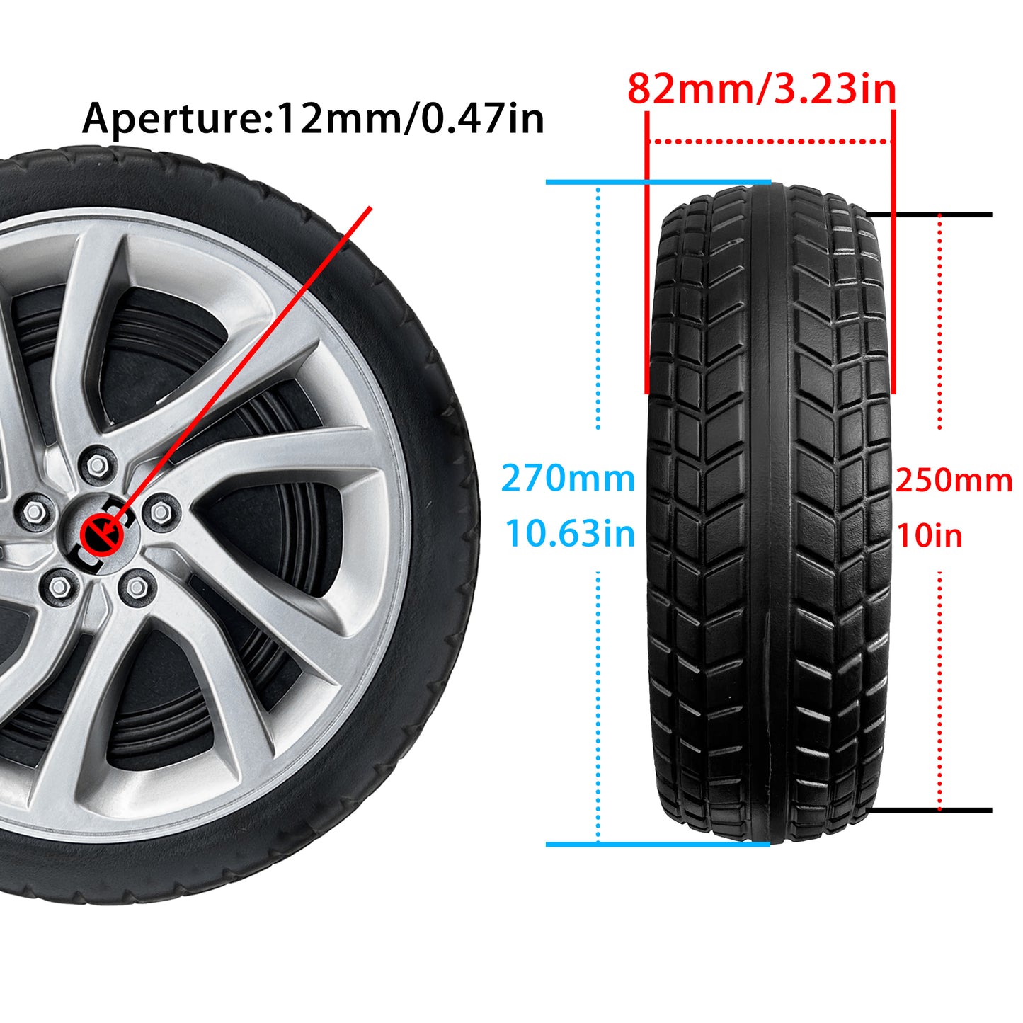 2Pack 26CM/10'' PU Solid Rubber Tire for Power Wheels