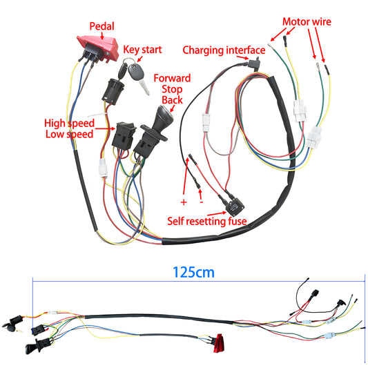 24V DIY Wires Harness Conversion Kit for Kid's Ride On Toys Electric Car