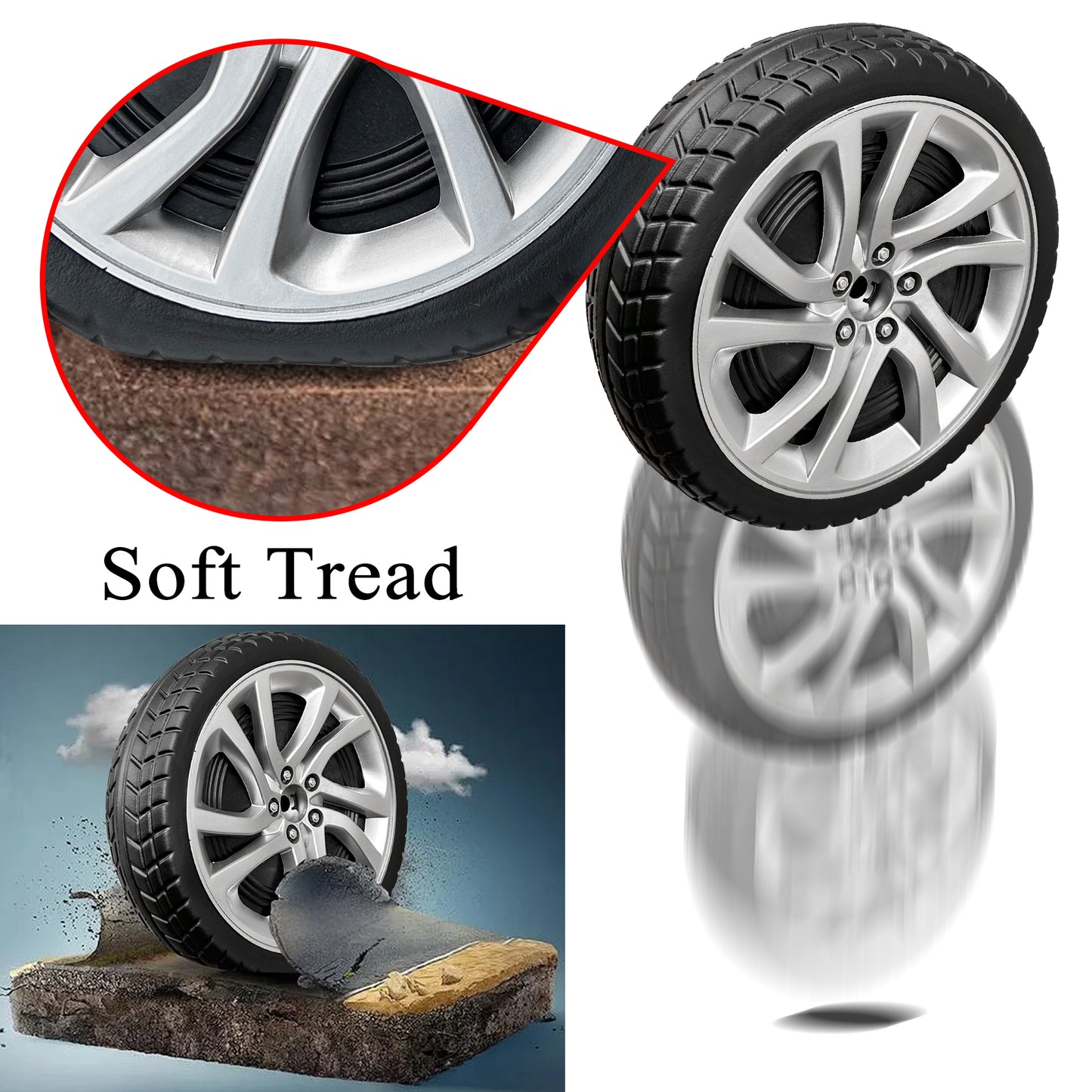 2Pack 26CM/10'' PU Solid Rubber Tire for Power Wheels
