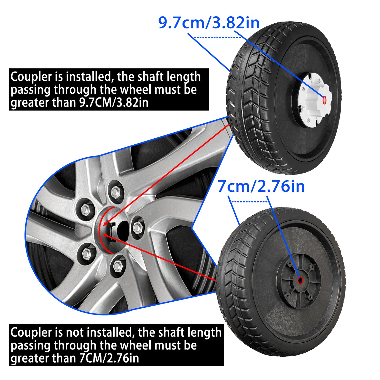 2Pack 26CM/10'' PU Solid Rubber Tire for Power Wheels