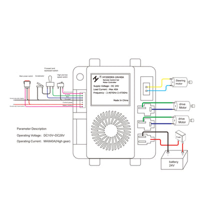 Hollicy HY2005RX HL 12V 24V 40A High Power Children's Electric Car 2.4G Bluetooth RC Receiver Controller Motherboard Transmitter